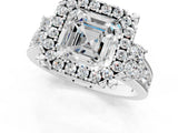 White gold Asscher Halo Diamond Engagement Ring with Split Shank and Four-Prong Setting_30