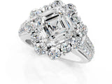 White gold Asscher Halo Diamond Engagement Ring with Split Shank and Prong Setting_62