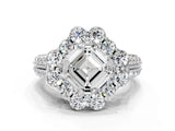 White gold Asscher Halo Diamond Engagement Ring with Split Shank and Prong Setting_64