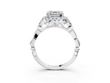 White gold Asscher Halo Diamond Engagement Ring with Vintage-Inspired Band and Four-Prong Setting_6