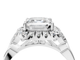White gold Asscher Halo Diamond Engagement Ring with Vintage-Inspired Band and Four-Prong Setting_7