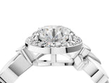White gold Asscher Halo Diamond Floral Band with Four-Prong Setting_45
