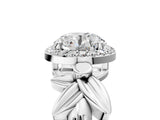 White gold Asscher Halo Diamond Floral Band with Four-Prong Setting_47