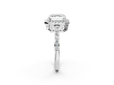 White gold Asscher Halo Diamond Pavé Band Ring with Prong Setting_25