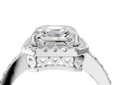 White gold Asscher Halo Diamond Pavé Band Ring with Prong Setting_27