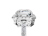 White gold Asscher Halo Diamond Pavé Band Ring with Prong Setting_28