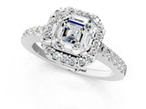 White gold Asscher Halo Diamond Pavé Solitaire Ring_106