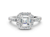 White gold Asscher Halo Diamond Pavé Solitaire Ring_99