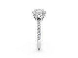 White gold Asscher Halo Diamond Pave Band Ring with Four-Prong Setting_17