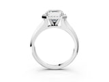 White gold Asscher Halo Diamond Ring with Cathedral Band and Four-Prong Setting_49