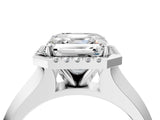 White gold Asscher Halo Diamond Ring with Cathedral Band and Four-Prong Setting_55