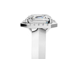 White gold Asscher Halo Diamond Ring with Cathedral Band and Four-Prong Setting_56