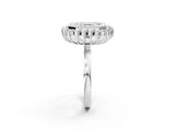 White gold Asscher Halo Diamond Ring with Milgrain Edge and Round Prong Setting_79