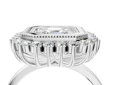 White gold Asscher Halo Diamond Ring with Milgrain Edge and Round Prong Setting_81