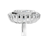 White gold Asscher Halo Diamond Ring with Milgrain Edge and Round Prong Setting_83