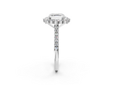 White gold Asscher Halo Diamond Ring with Pavé Band and Prong Setting_24