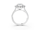 White gold Asscher Halo Diamond Ring with Pavé Band and Prong Setting_25