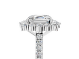 White gold Asscher Halo Diamond Ring with Pavé Band and Prong Setting_31