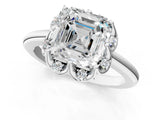 White gold Asscher Halo Diamond Ring with Round Cluster Setting, Solitaire Band, and Four-Prong Setting_36