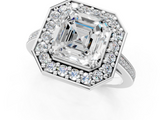White gold Asscher Halo Diamond Ring with Split Shank and Four-Prong Setting_13
