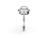White gold Asscher Halo Diamond Ring with Split Shank and Four-Prong Setting_14