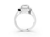 White gold Asscher Halo Diamond Ring with Split Shank and Four-Prong Setting_15
