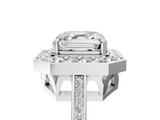 White gold Asscher Halo Diamond Ring with Split Shank and Four-Prong Setting_17