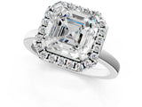 White gold Asscher Halo Diamond Solitaire with Pavé Band and Four-Prong Setting_13