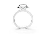 White gold Asscher Halo Diamond Solitaire with Pavé Band and Four-Prong Setting_15