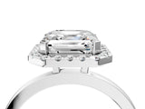 White gold Asscher Halo Diamond Solitaire with Pavé Band and Four-Prong Setting_16