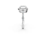 White gold Asscher Halo Diamond Solitaire with Pavé Band and Four-Prong Setting_42