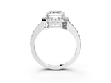 White gold Asscher Halo Diamond Solitaire with Pavé Band and Four-Prong Setting_43