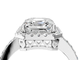 White gold Asscher Halo Diamond Solitaire with Pavé Band and Four-Prong Setting_44