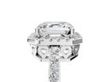 White gold Asscher Halo Diamond Solitaire with Pavé Band and Four-Prong Setting_45