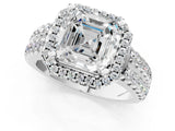 White gold Asscher Halo Diamond Split Shank Engagement Ring with Prong Setting_76