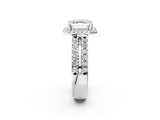 White gold Asscher Halo Diamond Split Shank Engagement Ring with Prong Setting_77