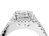 White gold Asscher Halo Diamond Split Shank Engagement Ring with Prong Setting_79