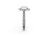 White gold Asscher Halo Milgrain Pave Diamond Ring with Four-Prong Setting 2