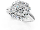 White gold Asscher Halo Milgrain Solitaire with Bezel Set Side Stones and Pave Band_33