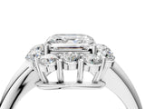 White gold Asscher Halo Milgrain Solitaire with Bezel Set Side Stones and Pave Band_36