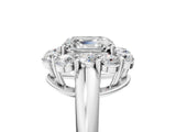 White gold Asscher Halo Milgrain Solitaire with Bezel Set Side Stones and Pave Band_37
