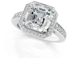 White gold Asscher Halo Pavé Diamond Engagement Ring with Bezel Setting_41
