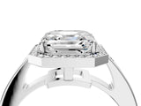 White gold Asscher Halo Pavé Diamond Engagement Ring with Bezel Setting_44