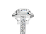 White gold Asscher Halo Pavé Diamond Engagement Ring with Bezel Setting_45
