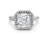 White gold Asscher Halo Pavé Diamond Engagement Ring with Four-Prong Setting_26