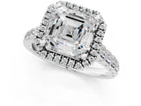 White gold Asscher Halo Pavé Diamond Engagement Ring with Four-Prong Setting_27