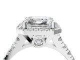 White gold Asscher Halo Pavé Diamond Engagement Ring with Four-Prong Setting_30