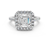White gold Asscher Halo Pavé Diamond Engagement Ring with Four-Prong Setting_3