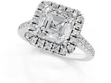White gold Asscher Halo Pavé Diamond Engagement Ring with Four-Prong Setting_4