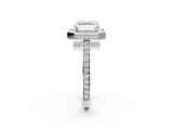 White gold Asscher Halo Pave Band Solitaire Ring with Prong Setting_54